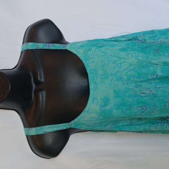 Batik Bali Flowing turquois sundress 🌞  👗, PTP-22", 38" L - Picture 2 of 7